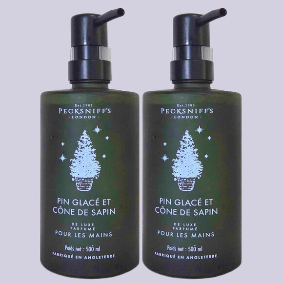 NEW PECKSNIFF'S 2 Pc Pin Glacé Cône De Sapin Scented Luxury Hand Wash Glass Pump - Picture 1 of 2